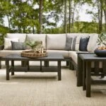 Stratford Sectional Deep Seating on a deck at a cottage or vacation home.