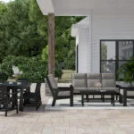 DSF293 Charleston High Back deep seating Sofa with Armchairs in black recycled HDPE plastic
