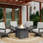 Tofino Swivel Armchairs in Slate Grey around a FT02 Round Fire Table