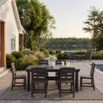 Napa Dining Table with 6 Napa Dining Chairs in Granite