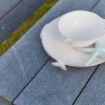 Close up of material of DIning Table showcasing the wood grain texture