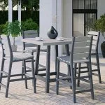 Pub Height Dining Set in Two Tone Light Grey Slate Grey Two Tone